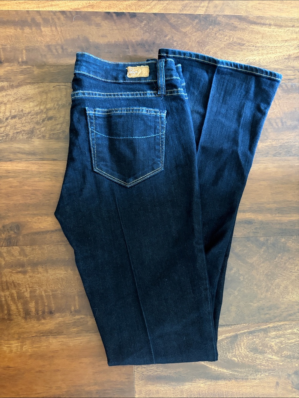 PAIGE Dark Indigo Lou Lou Low Rise Bootcut Jeans
